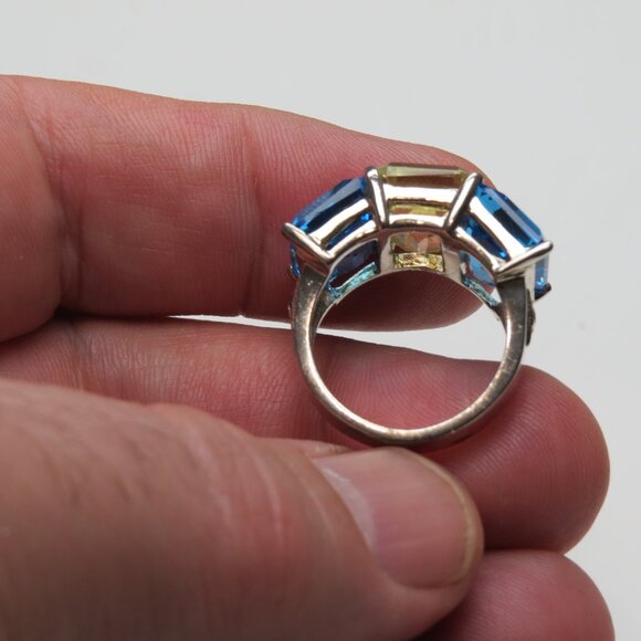 *Sterling Silver Massive Citrin Topaz Diamond Ring - Picture 4 of 5